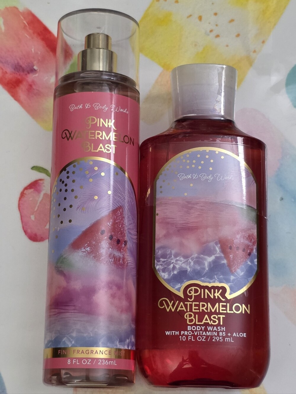Bath & Body Works Pink Watermelon Blast Body Wash & Fragrance Mist Set NEW RARE